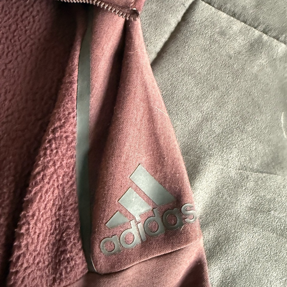 Adidas Performance Fleece Burgndy Zip Up Hoodie size Medium - Picture 4 of 9